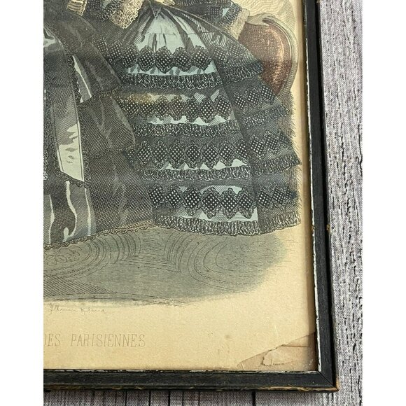 Antique Les Modes Parisiennes Petersons Magazine February 1858 Framed Print - Picture 5 of 8